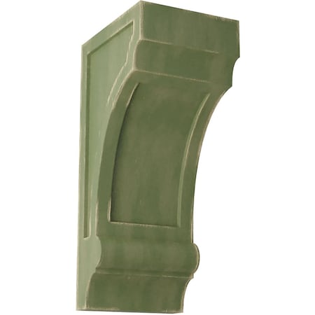 Ekena Millwork 5 1/2"W x 7"D x 14"H Diane Recessed Wood Vintage Decor Corbel, Restoration Green CORWD06X07X14DIGR